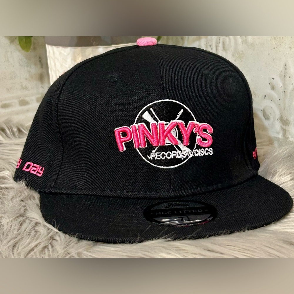 Pinky's Records Pink/Black Cap headgear classics fitted 7 1/4 hat streetwear